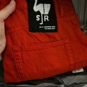 Sandrine Rose Linen Blend sz 30 Red Tapered Denim Pants